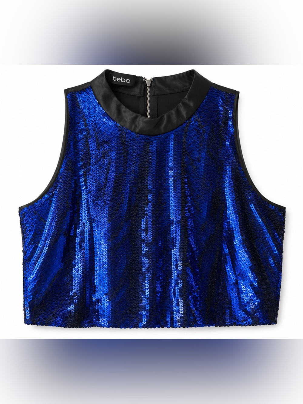 bebe Royal Blue Sequin Sleeveless Crop Top-M